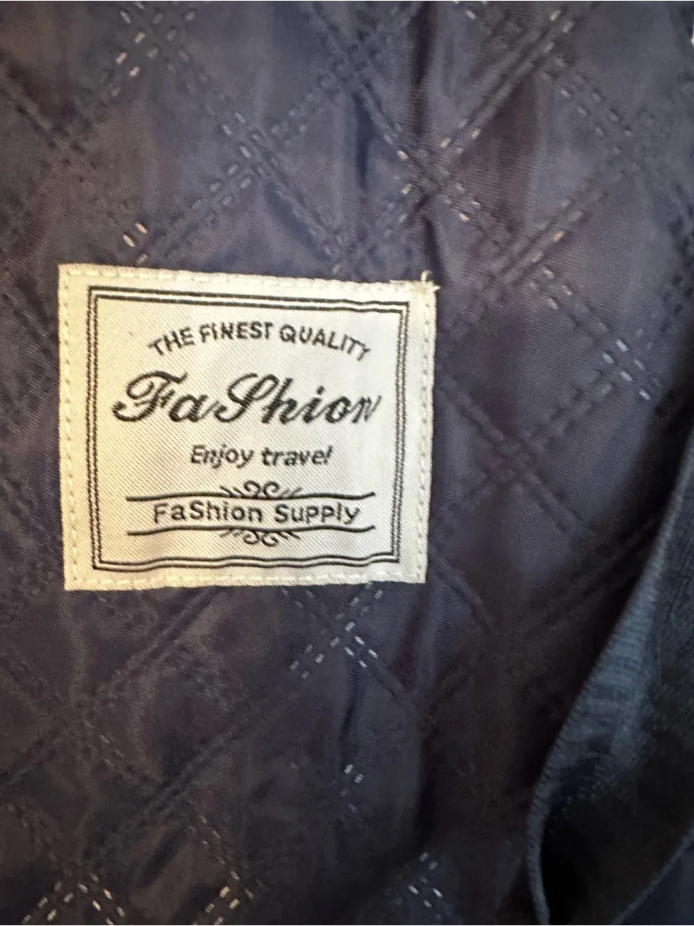 Quilted Navy Fashion Travel Duffel Bag - with multiple zippered compartments New